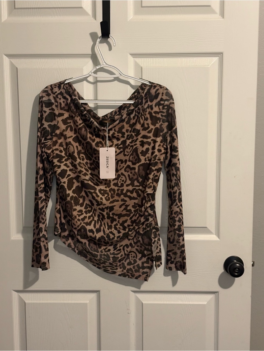 Z Supply Taupe Leopard Print Long Sleeve Blouse